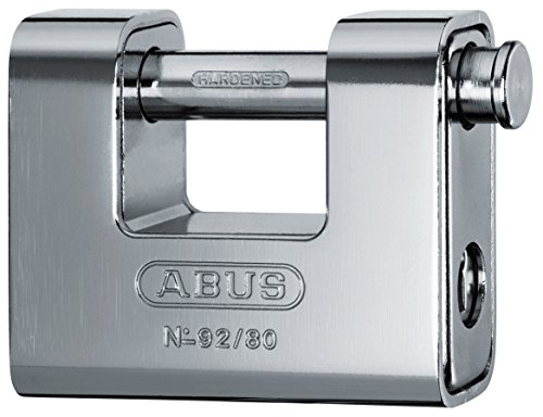 ABUS Monobloc Vorhängeschloss 92/80 - Messing-Schloss mit Stahlmantel - für Automaten, Rollgitter u. v. m. - mit dickem Bolzen - ABUS-Sicherheitslevel 8 - Silber von ABUS