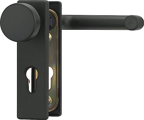 ABUS Beschlag KFG für Feuerschutztüren - mit Drücker innen und Knauf außen - kurzes, kantiges Abdeckschild - 21526 - Schwarz ABUS Beschlag KFG für Feuerschutztüren - mit Drücker innen und Knauf außen - kurzes, kantiges Abdeckschild - 21526 - Schwarz von ABUS