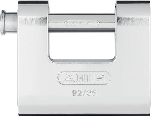 ABUS Monobloc Vorhängeschloss 92/65 - Messing-Schloss mit Stahlmantel - für Automaten, Rollgitter u. v. m. - mit dickem Bolzen - ABUS-Sicherheitslevel 7 - Silber von ABUS