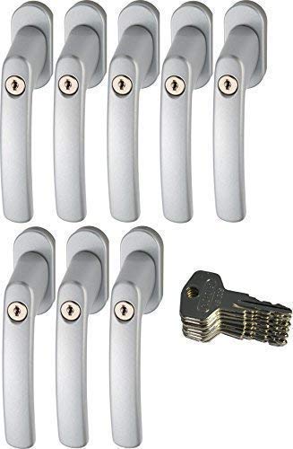ABUS 442582 FG200 S SB abschließbarer Fenstergriff, silber (-grau) im Set 8 Stück von ABUS