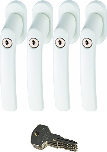ABUS 442599 FG200 W SB abschließbarer Fenstergriff, weiß im Set 4 Stück von ABUS