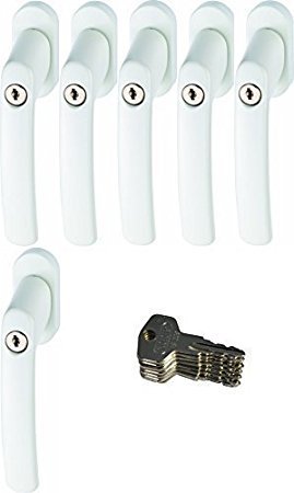 ABUS 442599 FG200 W SB abschließbarer Fenstergriff, weiß im Set 6 Stück von ABUS