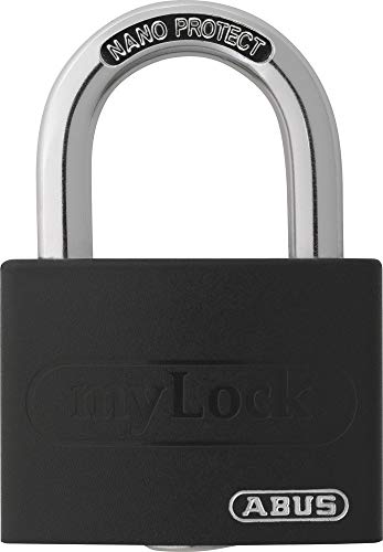 ABUS Vorhängeschloss T65AL/40 myLOCK - individuell beschreibbar - Spindschloss - massiver Aluminium-Schlosskörper - ABUS-Sicherheitslevel 5 - Schwarz von ABUS