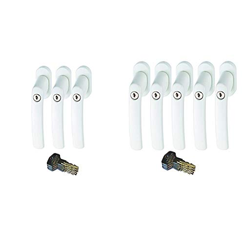 ABUS FG200 W Triples 8er Set Fenstergriff Universell passend durch verstellbarem Vierkantstift/Kindersicherung/weiß von Abus