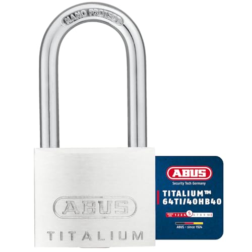 ABUS Vorhängeschloss Titalium 64TI/40HB40 mit hohem Bügel - Kellerschloss mit Schlosskörper aus Spezial-Aluminium - gehärteter Stahlbügel - ABUS-Sicherheitslevel 5 ABUS Vorhängeschloss Titalium 64TI/40HB40 mit hohem Bügel - Kellerschloss mit Schlosskörper aus Spezial-Aluminium - gehärteter Stahlbügel - ABUS-Sicherheitslevel 5 von ABUS