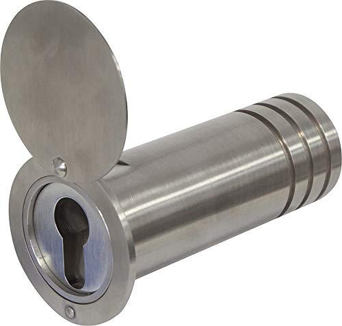 ABUS KeyGarage 729 - Schlüsseltresor für in der Wand - rostfreies Edelstahlrohr zur Aufbewahrung von Schlüsseln - Schlüsselbox mit Abdeckung - Silber von ABUS