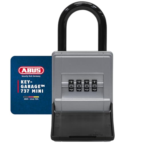 ABUS KeyGarage 737 Mini - Schlüsselbox mit Bügel zur Befestigung - für bis zu 8 Schlüssel oder kleine Wertgegenstände - Schwarz-Silber von ABUS