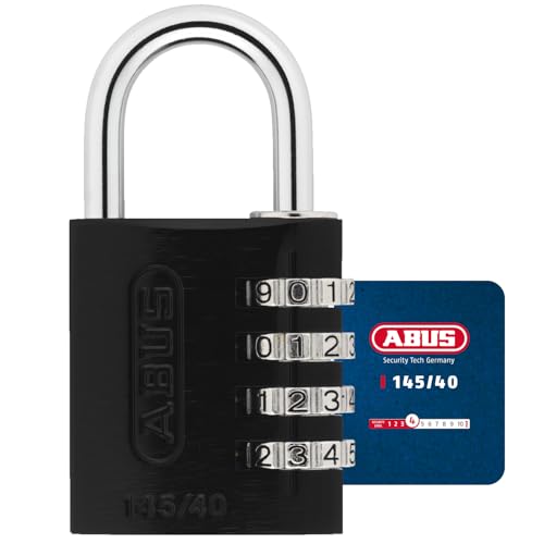 ABUS Zahlenschloss 145/40 Schwarz - Kofferschloss, Spindschloss u. v. m. - Aluminium-Vorhängeschloss - individuell einstellbarer Zahlencode - ABUS-Sicherheitslevel 4 von ABUS