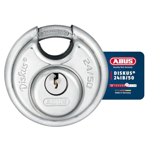 ABUS Diskus Vorhängeschloss 24IB/50 aus Edelstahl - mit 360° Rundumschutz - zur Sicherung bei starken Witterungseinflüssen - 32123 - ABUS-Sicherheitslevel 7 - Silber/Blau ABUS Diskus Vorhängeschloss 24IB/50 aus Edelstahl - mit 360° Rundumschutz - zur Sicherung bei starken Witterungseinflüssen - 32123 - ABUS-Sicherheitslevel 7 - Silber/Blau von ABUS