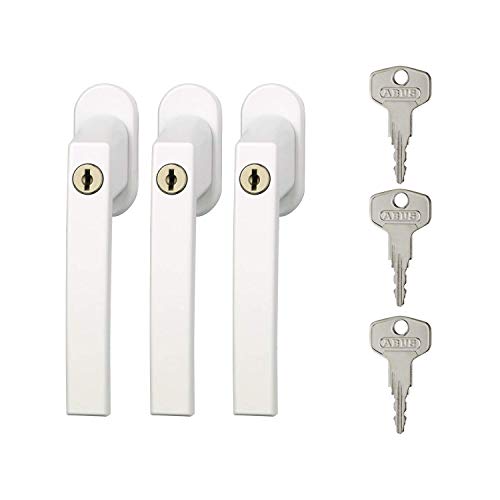 ABUS Abschließbarer Fenstergriff FG210 AB210 - 3er Set - Fensterknauf mit Druckzylinder, gleichschließend - ABUS-Sicherheitslevel 3 - 59489 - Weiß von ABUS