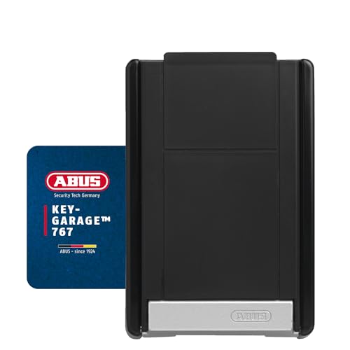 ABUS KeyGarage 767 - Schlüsselbox mit Bügel zur Wandmontage - mit Tastencode - für Schlüssel oder kleine Wertgegenstände - Schwarz-Silber von ABUS