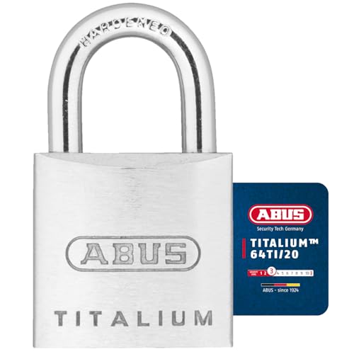 ABUS Vorhängeschloss Titalium 64TI/20 - Schlosskörper aus Spezial-Aluminium - gehärteter Stahlbügel - ABUS-Sicherheitslevel 3 - Silber von ABUS