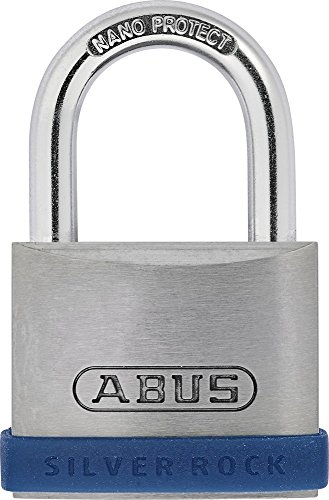 ABUS Vorhängeschloss Silver Rock 5/40 aus massivem Zink - mit Silikon Schutzrahmen - Kellerschloss u. v. m. - ABUS-Sicherheitslevel 5 - Blau/Silber von ABUS