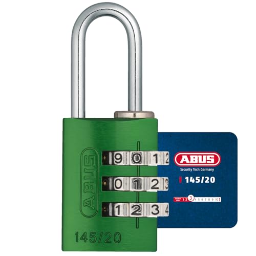 ABUS Zahlenschloss 145/20 Grün - Kofferschloss, Spindschloss u. v. m. - Aluminium-Vorhängeschloss - individuell einstellbarer Zahlencode - ABUS-Sicherheitslevel 3 von ABUS