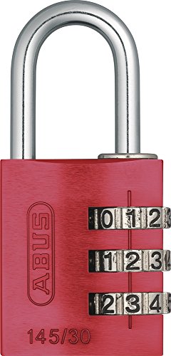 ABUS Zahlenschloss 145/30 Rot - Kofferschloss, Spindschloss u. v. m. - Aluminium-Vorhängeschloss - individuell einstellbarer Zahlencode - ABUS-Sicherheitslevel 3 von ABUS