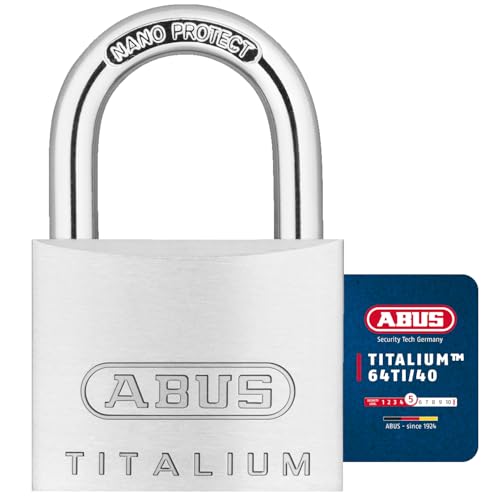 ABUS Vorhängeschloss Titalium 64TI/40 - 4er Set, gleichschließend - Kellerschloss mit Schlosskörper aus Spezial-Aluminium - gehärteter Stahlbügel - ABUS-Sicherheitslevel 5 von ABUS