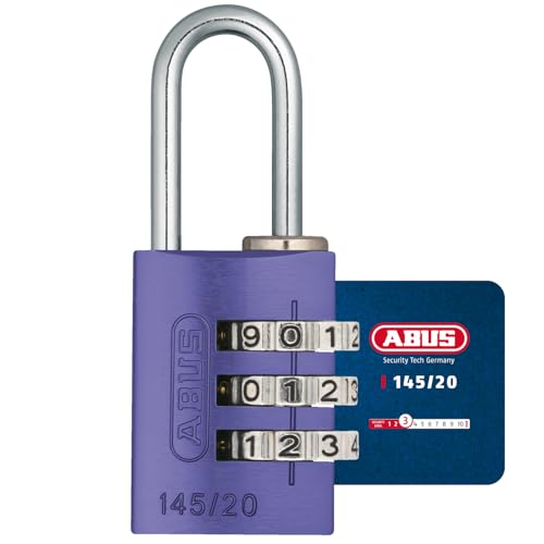 ABUS Zahlenschloss 145/20 Lila - Kofferschloss, Spindschloss u. v. m. - Aluminium-Vorhängeschloss - individuell einstellbarer Zahlencode - ABUS-Sicherheitslevel 3 von ABUS