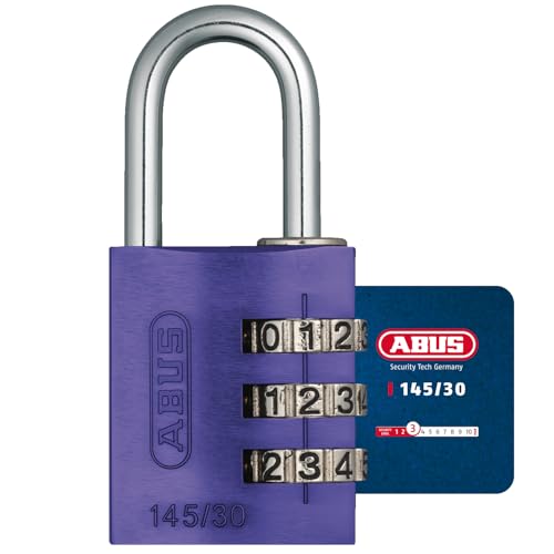 ABUS Zahlenschloss 145/30 Lila - Kofferschloss, Spindschloss u. v. m. - Aluminium-Vorhängeschloss - individuell einstellbarer Zahlencode - ABUS-Sicherheitslevel 3 von ABUS