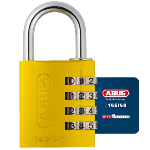 ABUS Zahlenschloss 145/40 Gelb - Kofferschloss, Spindschloss u. v. m. - Aluminium-Vorhängeschloss - individuell einstellbarer Zahlencode - ABUS-Sicherheitslevel 4 von ABUS