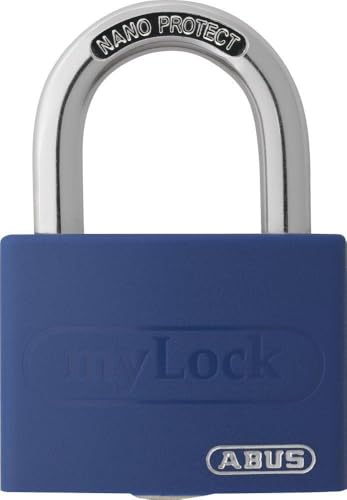 ABUS Vorhängeschloss T65AL/40 myLOCK - individuell beschreibbar - Spindschloss - massiver Aluminium-Schlosskörper - ABUS-Sicherheitslevel 5 - Blau von ABUS