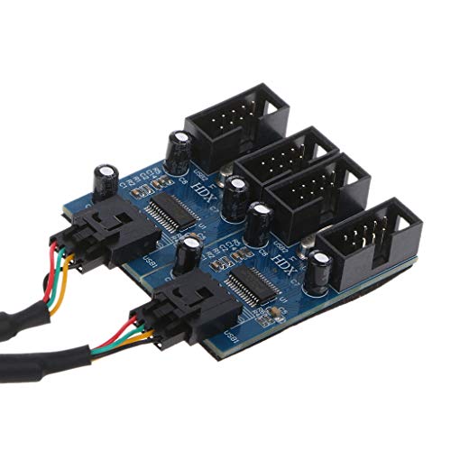 Abwan Adapterkabel, PC-Gehäuse Interner 9-poliger USB 2.0-Stecker 1 bis 4 weibliche Splitter-PCB-Chipsatz-Extender Abwan Adapterkabel, PC-Gehäuse Interner 9-poliger USB 2.0-Stecker 1 bis 4 weibliche Splitter-PCB-Chipsatz-Extender von Abwan