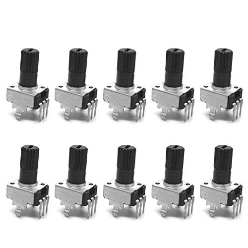 Abwan Potentiometer, 10 Stück, RV09 vertikaler Potentiometer, Schaft 12,5 mm, 1K 2K 5K 10K 20K 50K 100K langer Griff 0931 von Abwan