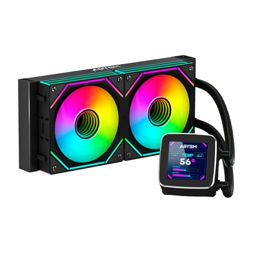 ABYSM Gaming OCEANIC 240 Black ARGB Flüssigkühlung, mit 7,1 cm (2,8 Zoll) LCD-Display, zur Überwachung von CPU-Temperatur, Lüftergeschwindigkeit und anderen Parametern von Abysm Gaming