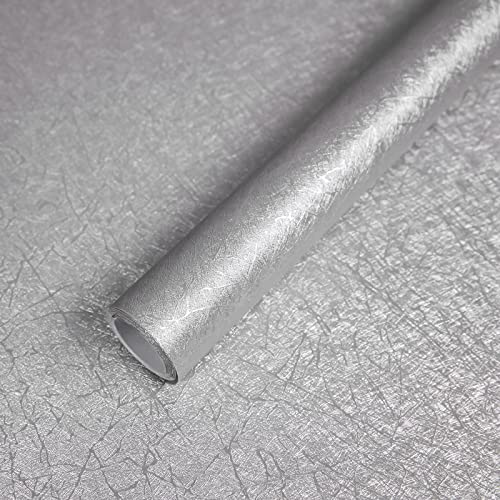 Abyssaly Klebefolie Möbel Grau Selbstklebende Folie 30 cm x 300 cm Dekofolie Möbelfolie Tapeten Seidenmatt Prägung Wasserdichte Dekoration für Möbeloberfläche Wände Schränke von Abyssaly