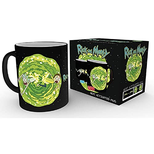Rick and Morty - Tasse - Portal - Thermoeffekt Kaffeebecher - Logo - Schwarz - Keramik - Geschenkbox von Abysse Corp