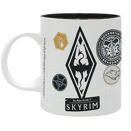 Skyrim - Tasse - Dragonborn - Kaffeebecher - The Elder Scrolls - Kaffeetasse - Logo - Abzeichen Mug - Geschenkbox von Abysse Corp