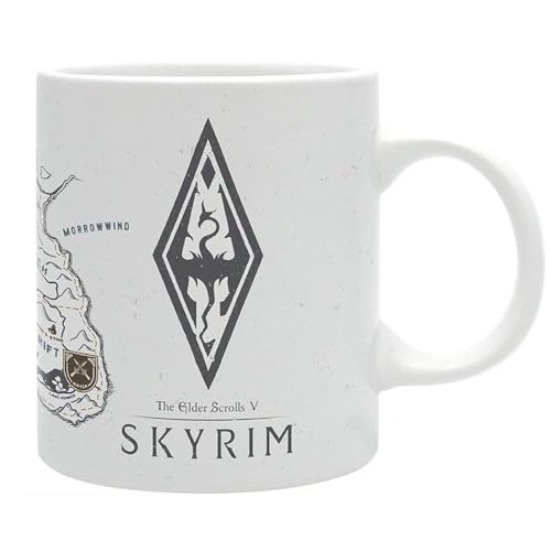 Skyrim - Tasse - Dragonborn - Kaffeebecher - The Elder Scrolls - Kaffeetasse - Logo - Landkarte Mug - Geschenkbox von Abysse Corp