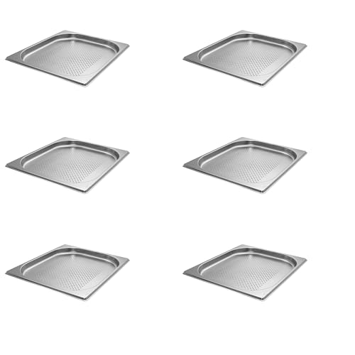 AcMax 6 Stück GN 1/2 Gastronormbehälter GN-Behälter Edelstahl 1,25 Liter Tiefe 20mm Gastronorm gelocht AcMax 6 Stück GN 1/2 Gastronormbehälter GN-Behälter Edelstahl 1,25 Liter Tiefe 20mm Gastronorm gelocht von AcMax