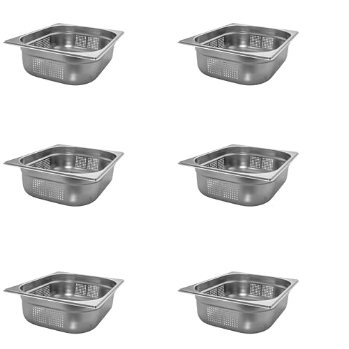 AcMax 6 Stück GN 1/2 Gastronormbehälter GN-Behälter Edelstahl 6,5 Liter Tiefe 100mm GELOCHT AcMax 6 Stück GN 1/2 Gastronormbehälter GN-Behälter Edelstahl 6,5 Liter Tiefe 100mm GELOCHT von AcMax