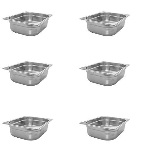 AcMax 6 Stück GN 1/2 Gastronormbehälter GN-Behälter Gastronorm Edelstahl 6,5 Liter Tiefe 100mm von AcMax