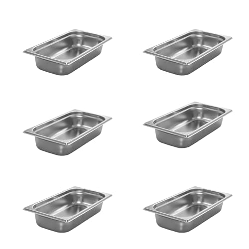 AcMax 6 Stück GN 1/3 Gastronormbehälter GN-Behälter Gastronorm Edelstahl 2,5 Liter Tiefe 65mm von AcMax