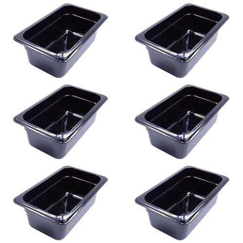AcMax 6 Stück GN 1/4 Gastronormbehälter GN-Behälter, 2,8 Liter Tiefe 100mm Kunststoff schwarz von AcMax
