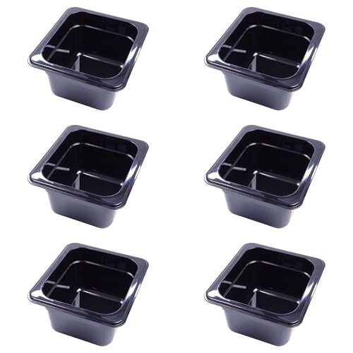 AcMax 6 Stück GN 1/6 Gastronormbehälter GN-Behälter, 1,6 Liter Tiefe 100mm Kunststoff schwarz von AcMax