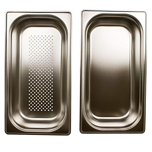AcMax Dampfgaren Set gelocht GN 1/3 Gastronormbehälter aus Edelstahl 2,5 Liter Tiefe 65mm von AcMax