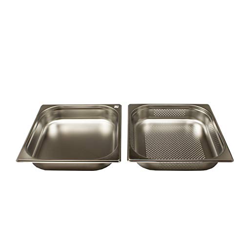 AcMax Dampfgarer - Gastronorm Behälter Edelstahl GN 2/3, Zubehör 4L 65mm tief von AcMax