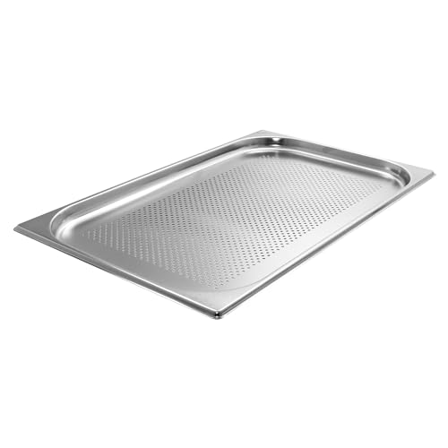AcMax GN 1/1 Gastronormbehälter GN-Behälter Edelstahl 2,5 Liter Tiefe 20mm Gastronorm gelocht von AcMax