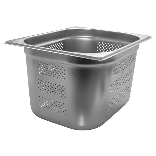 AcMax GN 1/2 Gastronormbehälter GN-Behälter Edelstahl 12,5 Liter Tiefe 200mm GELOCHT von AcMax