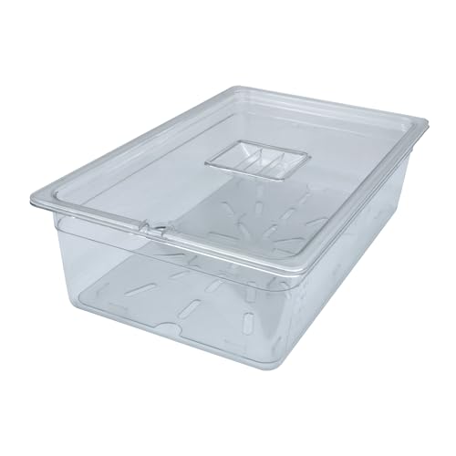 AcMax Set Polycarbonat GN 1/1 Gastronormbehälter GN-Behälter 21 Liter Tiefe 150mm Kunststoff, Deckel mit Einkerbung und Abtropfeinlage von AcMax