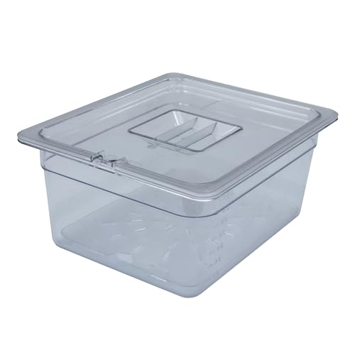 AcMax Set Polycarbonat GN 1/2 Gastronormbehälter GN-Behälter 9,5 Liter Tiefe 150mm Kunststoff, Deckel mit Einkerbung und Abtropfeinlage von AcMax