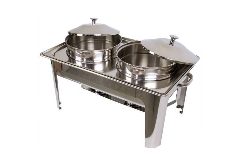 AcMax Thermobehälter Edelstahl Speisenwärmer Runder Chafing Dish 2x 4,5 Liter von AcMax