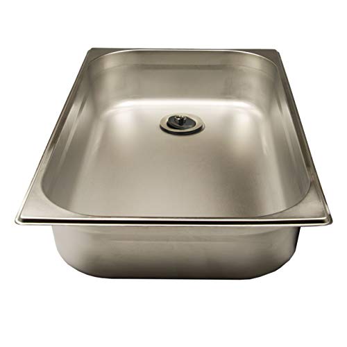 AcMax Waschbecken 1/1 530mm x 325mm x 100mm, Edelstahl mit einem, Universal Ablaufventil von AcMax