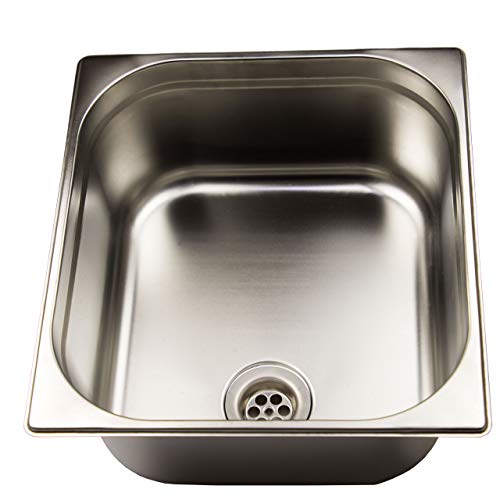 AcMax Waschbecken Edelstahl 354mm x 325mm x 150mm mit einem Universal Ablaufventil von AcMax