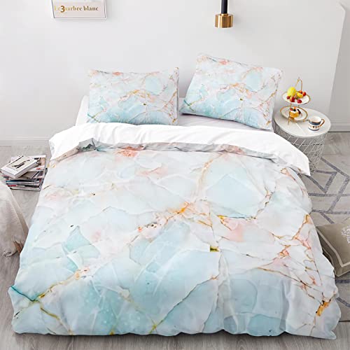 AcaimE Allergie Bettwäsche Set Anti Milben Marmor 220 X 240 cm Bettbezug 220X240 Hochwertiges Polyester Kommt Mit 2 Kissenbezügen 80X80Cm Anti-Falten Bügelfrei von AcaimE