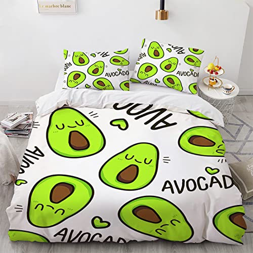 Avocado 135 X 200 cm Bettwäsche 3 Teilig Anti-Falten Bügelfrei Hochwertiges Polyester Bettwäsche Bügelfrei 135 X 200 Kommt Mit 2 Kissenbezügen 80X80Cm von AcaimE