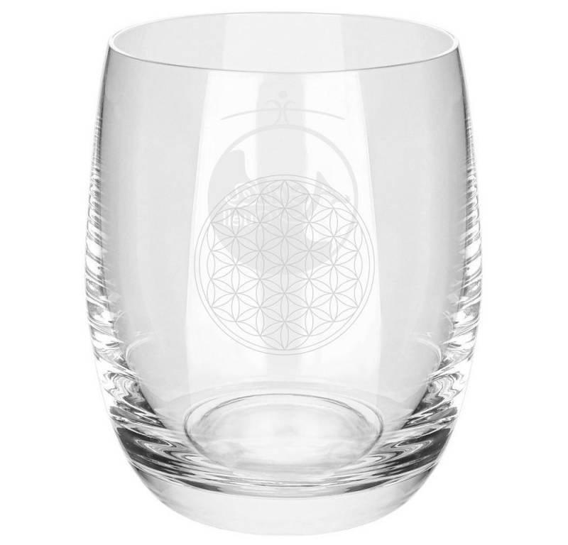 AcalaQuell Glas Arlando 300 ml Trinkglas mit Gravur Blume des Lebens, 300ml - Wasserglas einzeln & im Set von AcalaQuell