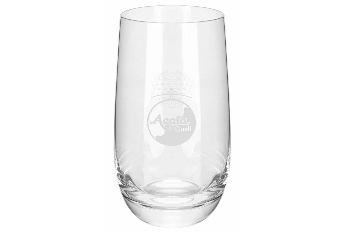 AcalaQuell Glas Valentin 350 ml Trinkglas mit Gravur Blume des Lebens, 350ml - Wasserglas einzeln & im Set von AcalaQuell